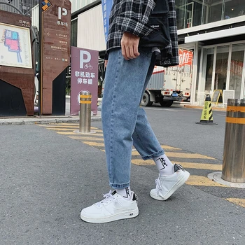 JDDTON Vara Mens Pantaloni Denim Stil coreean Liber Drept Streetwear Glezna Lungime Pantaloni Brand de Moda de sex Masculin Blugi Casual JE467