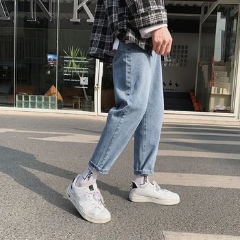 JDDTON Vara Mens Pantaloni Denim Stil coreean Liber Drept Streetwear Glezna Lungime Pantaloni Brand de Moda de sex Masculin Blugi Casual JE467
