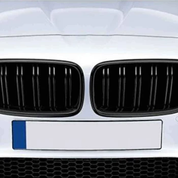 1 Pereche Dublu Slat Linie Bara Fata Grill Capota Grila Rinichi Gratar pentru 2010-2017 BMW Seria 5 F10 F11, F18 M5 (Negru Mat)