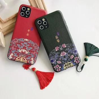 Moda Stil Chinezesc Curtea de Vânt Relief Ciucure Telefon Caz pentru iPhone 11 Pro XS Max XR X 7 6 6S 8 Plus Totem Mat Capacul din Spate