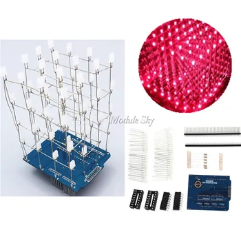 4X4X4 Albastru/Rosu/Galben/Verde LED Cube Kit 3D LED DIY Kit Electronic Suite Pentru Arduino