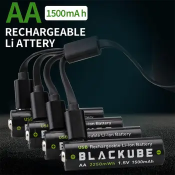 BLACKUBE Transport Gratuit 1 Ore Încărcare Rapidă AA 1500mAh 1.5 V 2250mAh de Securitate Baterii USB Baterie Reîncărcabilă Litiu