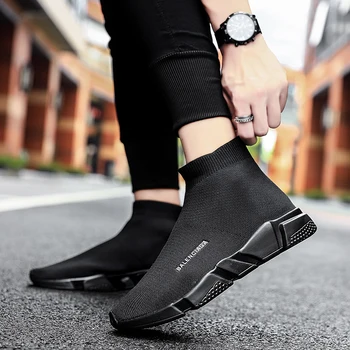 Femei Pantofi de Moda Camuflaj de Model Șosete Pantofi Pentru Femei Adidasi Negru Plat Încălțăminte Respirabil Cuplu Mare Sus Pantofi