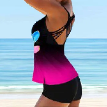 Plus Dimensiune 8XL Tankini Femei cu pantaloni Scurți Retro Print Floral Doamnelor costume de Baie Bikini Set de Două Piese de Costume de baie Tankini Beachwear