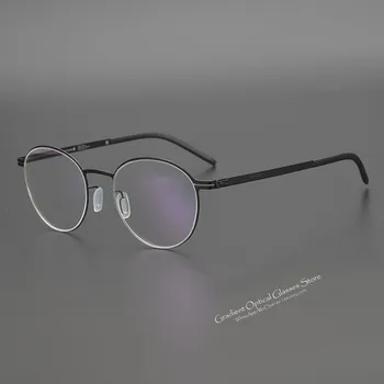 Germană șurub-design gratuit ochelari ultra-usoara de titan, rotund ochelari cadru bărbați și femei optice ochelari baza de prescriptie medicala cadru
