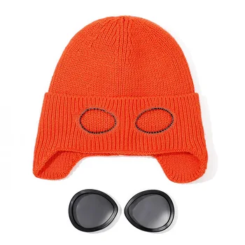 2020 Nou Brand Unisex Pălărie De Iarnă Cald Pălărie Tricot Femei Ear Flap Hat Cu Ochelari Casual Solid Beanie Moda Earmuff Pălărie Capota