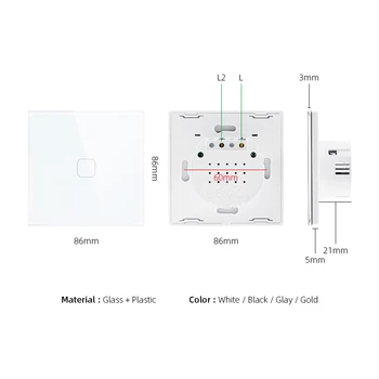 Atlectric Senzor Touch Comutator de Cristal de Sticlă Panou de Perete de Lumină Switch-uri Standard UE 1/2/3 gasca 1Way Comutator Cu LED-uri de Lumină din Spate