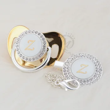 MIYOCAR aur bling numele Inițiala Z argint elegant bling suzeta si suzeta clip BPA free dummy bling SGS trece LZ-1