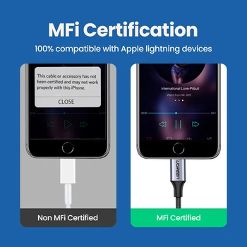 Ugreen IFM certificate Fulger la Jack de 3,5 mm Adaptor pentru iPhone 11 12 xs xr 8 7 6 5 se ipad Audio converter 8 pini cablu aux apel
