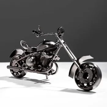 Model de motocicleta Retro Motor de Bronz lucrate Manual Motor Metal Decor Recuzită de Epocă, Decor Acasă Copil Jucărie 15cm/16cm Figurina Iron Boy