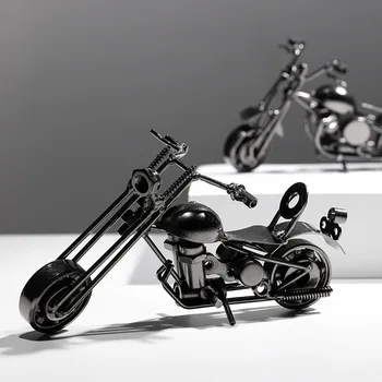 Model de motocicleta Retro Motor de Bronz lucrate Manual Motor Metal Decor Recuzită de Epocă, Decor Acasă Copil Jucărie 15cm/16cm Figurina Iron Boy