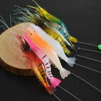 7pcs 8cm 5g Luminos Fals Creveți Silicon Moale Momeală Artificială cu Șirag de mărgele Pivotează cârlig pentru pescuit Sabiki Amator de Pescuit Mare