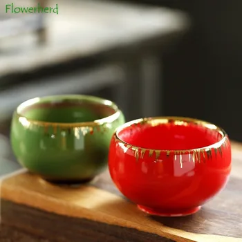 Manual Aurit Ceramică Porțelan Ceașcă De Ceai Teaware Cupluri Cupe Creative Spart Gheața Set De Ceai Singură Ceașcă De Ceai Kung Fu Cup