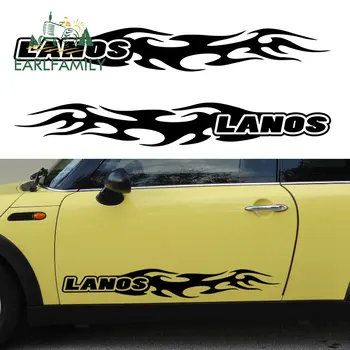 EARLFAMILY 57.5 cm x 8cm Daewoo Lanos Flăcări Tatuaj Grpahic Autocolant Auto ușă laterală Viny Kit Decal Accesorii Auto Folie
