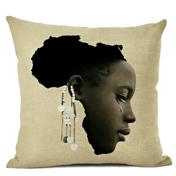 Femeie africană Portret Tipărite Lenjerie de pat Cottton Pernei Scaunului acoperire Pentru Canapeaua Afro Abstract Arunca față de Pernă față de Pernă Decorative