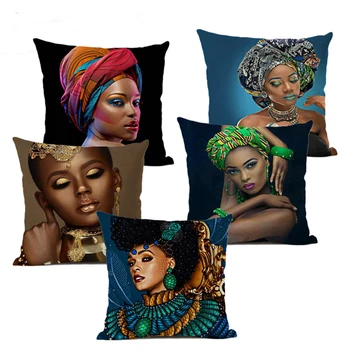 Femeie africană Portret Tipărite Lenjerie de pat Cottton Pernei Scaunului acoperire Pentru Canapeaua Afro Abstract Arunca față de Pernă față de Pernă Decorative