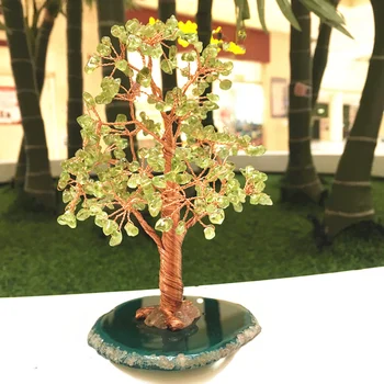 Peridot Cristal noroc copac cuarț gemMoney Copac Feng Shui Avere Home Decor Figurine Miniaturale PartyGift