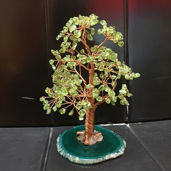 Peridot Cristal noroc copac cuarț gemMoney Copac Feng Shui Avere Home Decor Figurine Miniaturale PartyGift