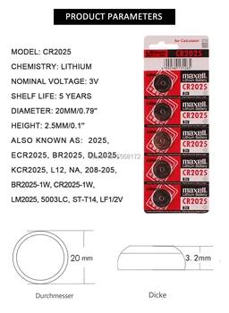 100buc Pentru maxell original cr2025 ECR2025 BR2025 DL2025 KCR2025 LM2025 3v baterie buton monedă baterie pentru ceas mașină de jucărie