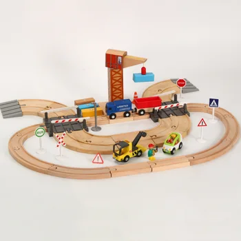 EDWONE-Un Set vagon Macara Magnetice Piesa de Lemn de cale Ferată 2 Mod de Slot Jucărie DIY Model de Jucării pentru Copii Cadouri se Potrivesc Biro