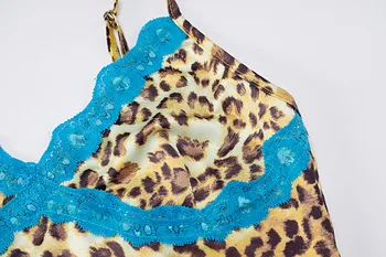 SEZOANE de Imprimare Leopard Sexy Zburli Crop Top pentru Femei Vintage Marginea Dantelă Bretele Streetwear Doamna Curea Spaghete Rezervor Topuri ASVE81616