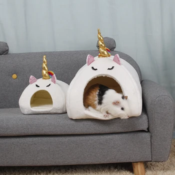 Unicorn-Forma de Iepure Cote de Iarnă Cuib de Catifea de Dormit de Lux Mouse-ul Pisica Pet Lavabil Decorative Acasă canisa Mic animal de casă pat