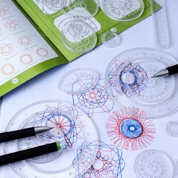 Desen rigle,Spirograph deluxe set Spirală Modele de Centralizare Viteze & Volan,adult & copil jucărie de învățământ,jucării creative 3pens