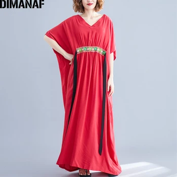 DIMANAF Femei, Plus Dimensiune Rochie Vintage de Vara Sundress Elegant de Dimensiuni Mari sex Feminin Vestidos Pierde V-Neck Maxi Rochie Lunga 5XL 6XL