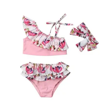 Fetita Floare Zburli Set De Bikini Copii, Costume De Baie, Costume De Baie Costum De Baie Beachwear
