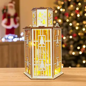 HUIRAN DIY din Lemn de Iluminat Felinar Vesel Chtistmas Decoratiuni pentru Casa Ornamente pentru Pomul de Craciun Xmas Navidad 2020 Anul Nou 2021