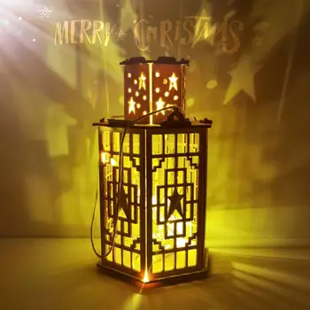 HUIRAN DIY din Lemn de Iluminat Felinar Vesel Chtistmas Decoratiuni pentru Casa Ornamente pentru Pomul de Craciun Xmas Navidad 2020 Anul Nou 2021