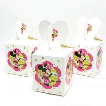 18/30/42/54 pc-uri Minnie Mouse Copii Favoruri, Cadouri Cutii Copil de Dus Hârtie Decor Minnie Popcorn Fericit Consumabile partid Ziua de nastere
