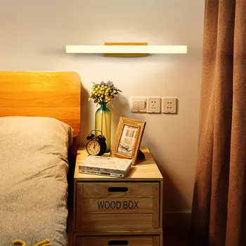 Lemn lampă oglindă de perete LED lumina 40/60/80cm lung tranșee pentru baie dormitor Janpan stil de iluminat 90-240V 0095