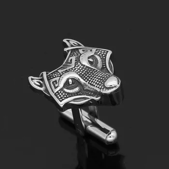 2 buc oțel Inoxidabil Nordic Vikingilor Nordici Mică amuletă rune Cap de Lup Butoni cu valknut punga de cadou