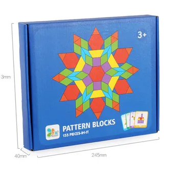 155pcs Lemn Jigsaw Puzzle Set de Bord Colorat Copilul Montessori Jucarii Educative pentru Copii de Învățare în curs de Dezvoltare Jucarii pentru Copii