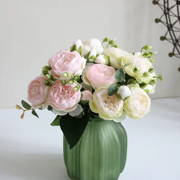Mătase Bujor buchet acasă decorare accesorii nunta Petrecere album fals plante diy pompoane trandafiri artificiale flori