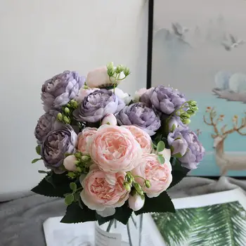 Mătase Bujor buchet acasă decorare accesorii nunta Petrecere album fals plante diy pompoane trandafiri artificiale flori