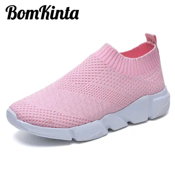 BomKinta Brand Vara Respirabil Casual Pantofi Ciorap Femeie Întinde Doamna Apartamente Alunecare Usoare Mocasini Pantofi Pentru Femei Dimensiune 35-42