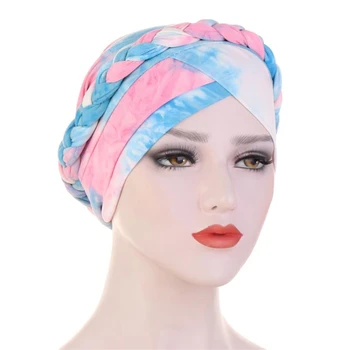 Moda Tie-Dye Print Capota Cap Eșarfă Musulman Cap De Folie Noua Panglica Turban Hat Pentru Femei