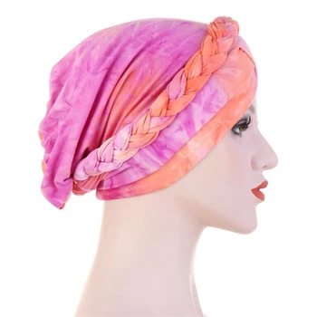 Moda Tie-Dye Print Capota Cap Eșarfă Musulman Cap De Folie Noua Panglica Turban Hat Pentru Femei