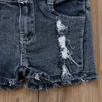 Copii Fete Copii Stretch Blugi Rupți Distrus Uzat Denim Pantaloni Scurți Cald Monofazate Pantaloni Scurți