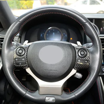 QHCP Real Fibra de Carbon Volan Buton Cadru Acoperă Decor cu Paiete, Autocolante 1Pair se Potrivesc Pentru Lexus NX200 300 300H IS300 RC
