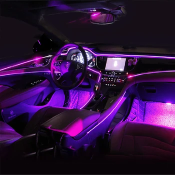 Masina Atmosferă Lampa Picioare LED Lumina Portiera Bec Aplicație de Control Wireless Rbg 64 de Culoare 8m Fibre Conexiune Bluetooth Ritm 18 În 1