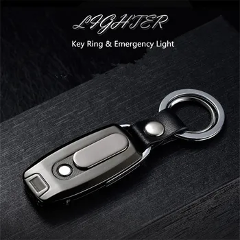 Portabil USB Bricheta Cheie Inel Tungsten Electronice Brichetă Reîncărcabilă Nefumători Gadget-uri Pentru Bărbați LED Lumina de Urgență Multifuncțional