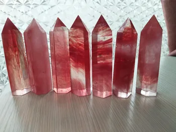 1buc Natural roșu de cuarț de cristal bagheta hexagon cristal singură tijă de punct de reiki tratament + transport gratuit