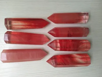 1buc Natural roșu de cuarț de cristal bagheta hexagon cristal singură tijă de punct de reiki tratament + transport gratuit