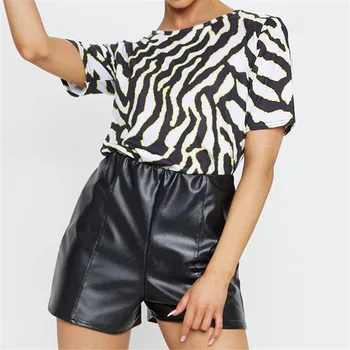 Aachoae Femei de Vara tricou 2020 Zebra Print cu Maneci Scurte T-shirt Casual Topuri Largi Teuri Sexy Streetwear Tricouri Camisas Mujer