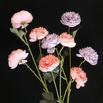 Artificiale de Trandafir Bujor Flori de Matase DIY Long Branch 3 Capete Bujori Flori False Faux Flori de Nunta Fundal Etapa de Decorare
