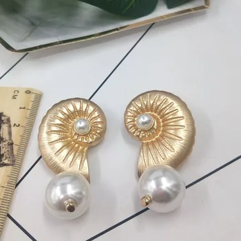 Noul Design Unic Culoare de Aur Scoica de Perle Picătură Cercei pentru Femeile Fata Exagerare Mare Declarație Cercei Bijuterii