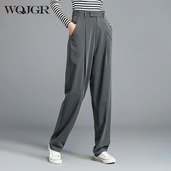 WQJGR Primăvara și Toamna Liber de Înaltă Talie Pantaloni Harem pentru Femei Full Lungime Pantaloni Cutat Femei